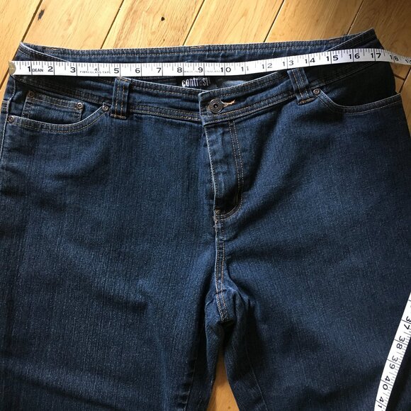 Contrast Jeans Dark Navy Blue Denim Capris - Picture 12 of 16